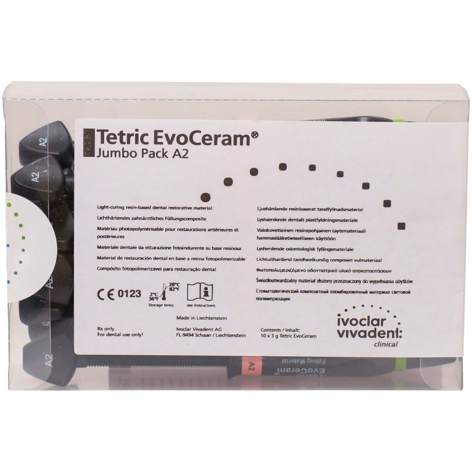 Tetric EvoCeram, A2, Jumbo Pack, 10 syringes of 3 g each