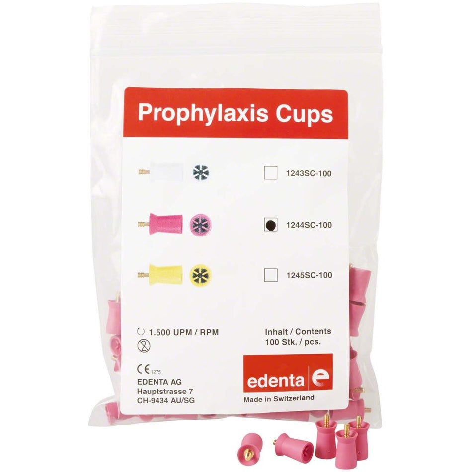 Prophylaxis Cups, Screw-In, soft, pink, pack of 100