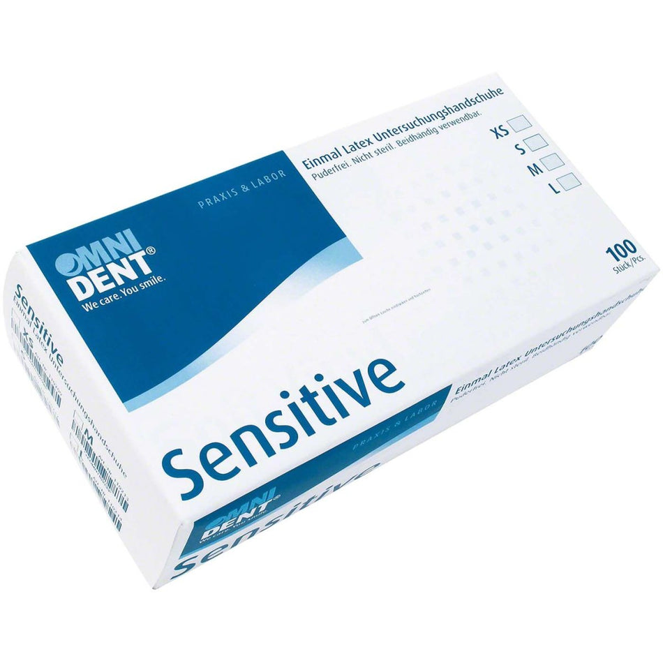 Sensitive latex gloves, powder-free, size S, pack of 100