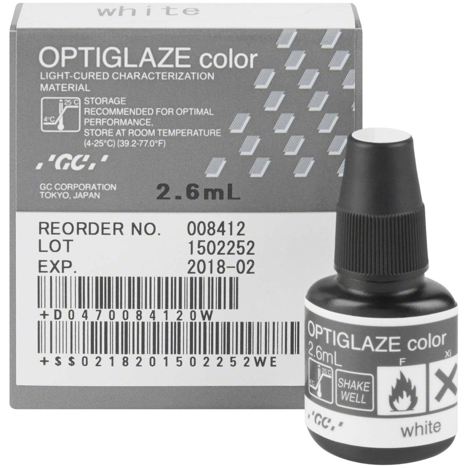 GC Optiglaze color, white, bottle of 2.6ml