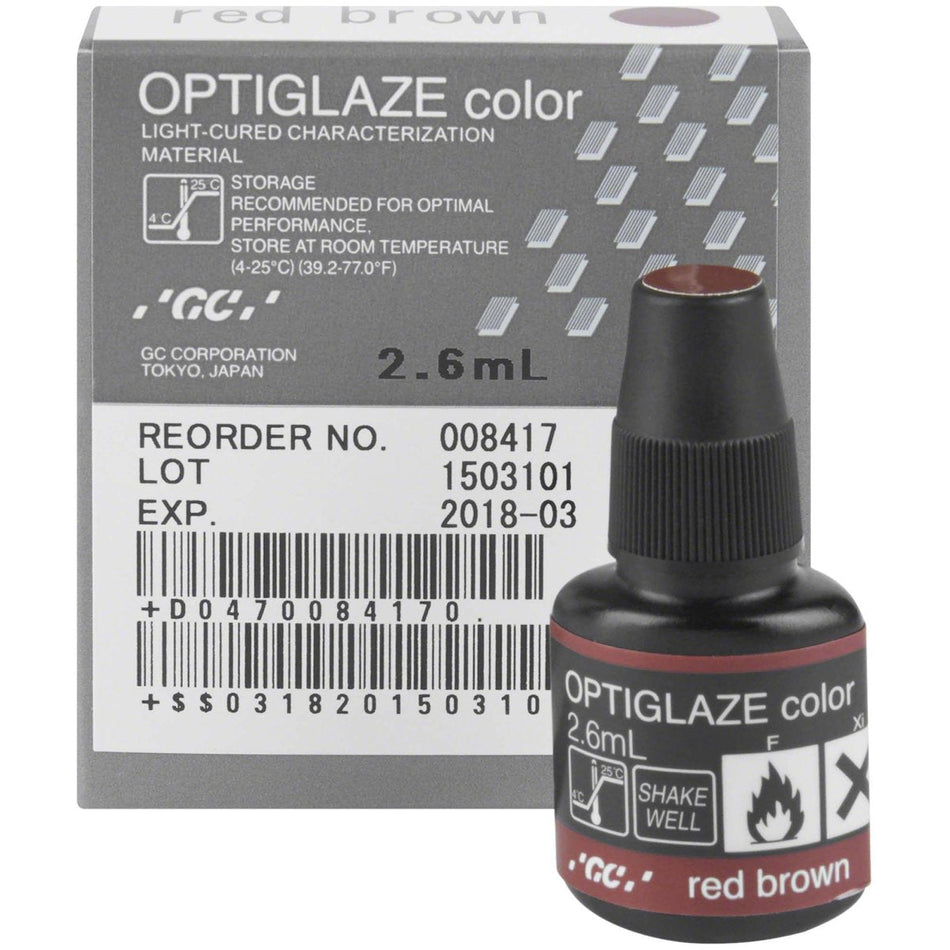 GC Optiglaze color, red-brown, bottle of 2.6 ml