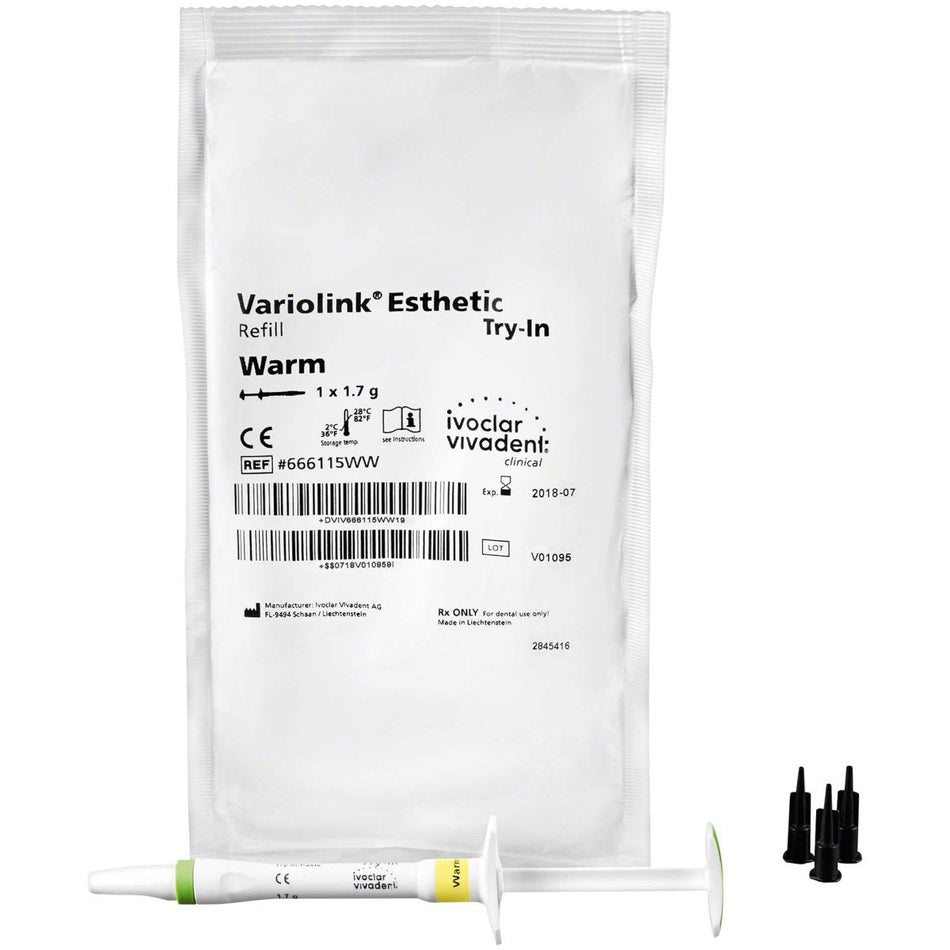 Variolink Esthetic, try-in paste, luting composite, light- and dual-curing, warm, syringe of 1.7 g