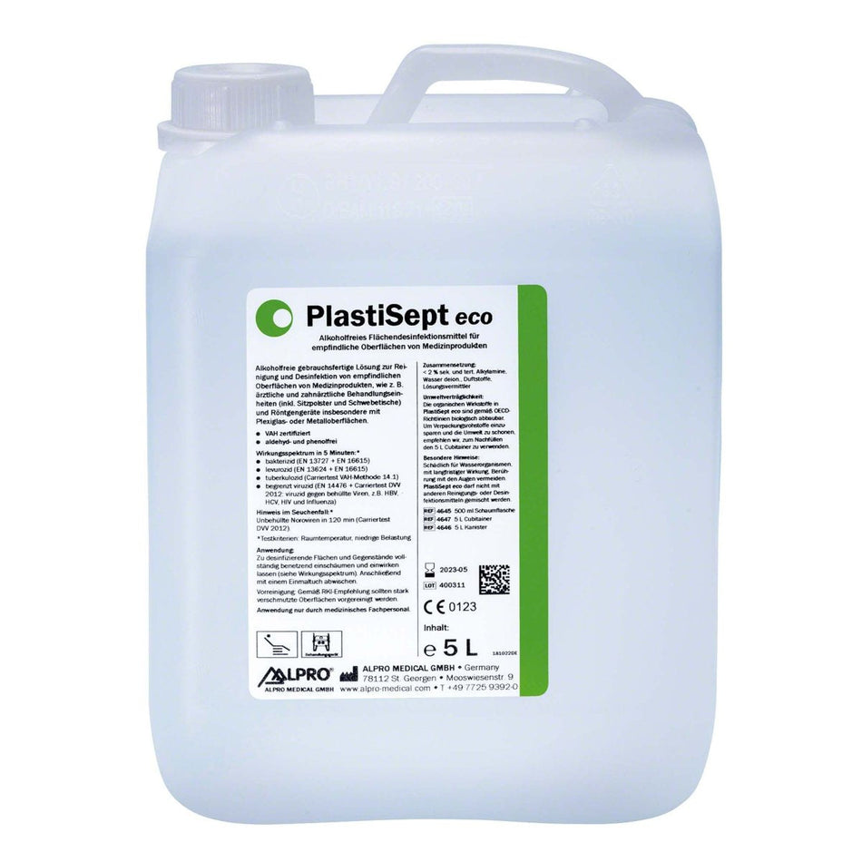 PlastiSept eco, cleaning and disinfection solution, 5 litre canister