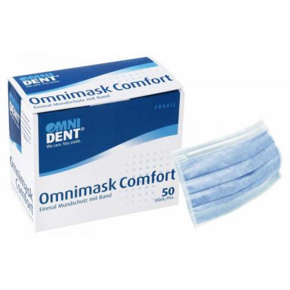 Omnimask Comfort Pack of 50 blue, ribbon