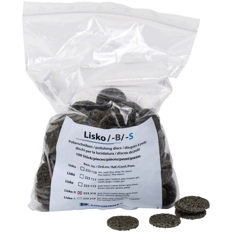 Lisko-B, polishing discs, unmounted, coarse, Ø 28mm, brown, pack of 100