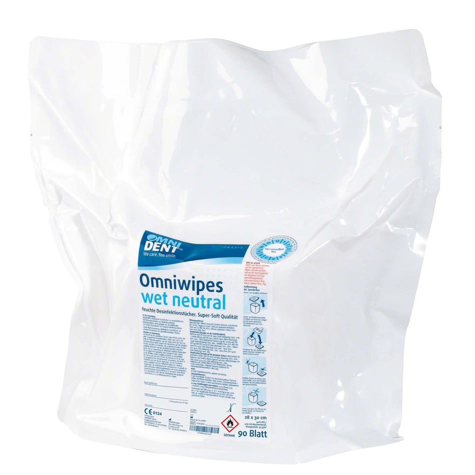 Omniwipes wet, disinfectant wipes, 28 × 30cm, neutral, pack of 90 sheets