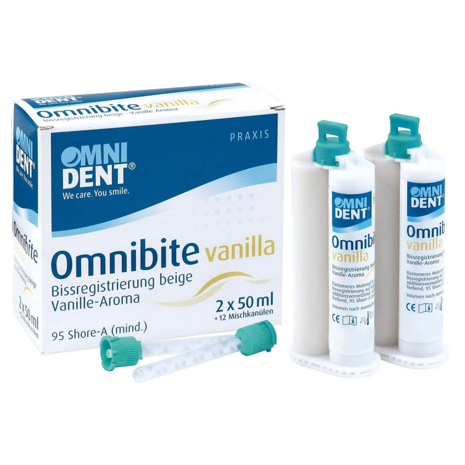 Omnibite Vanilla, bite registration material, addition-curing, 2 cartridges of 50 ml each