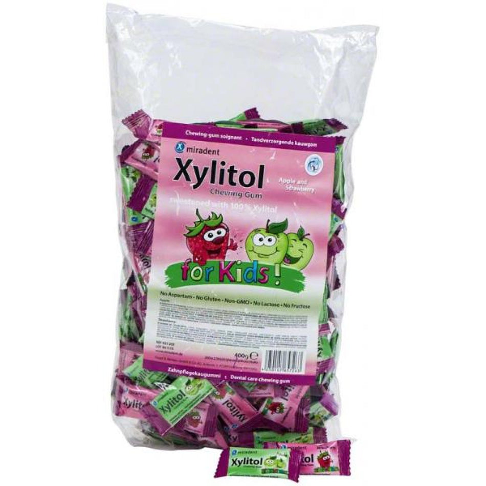 miradent Xylitol Chewing Gum, assorted, Kids, pack of 200 bags