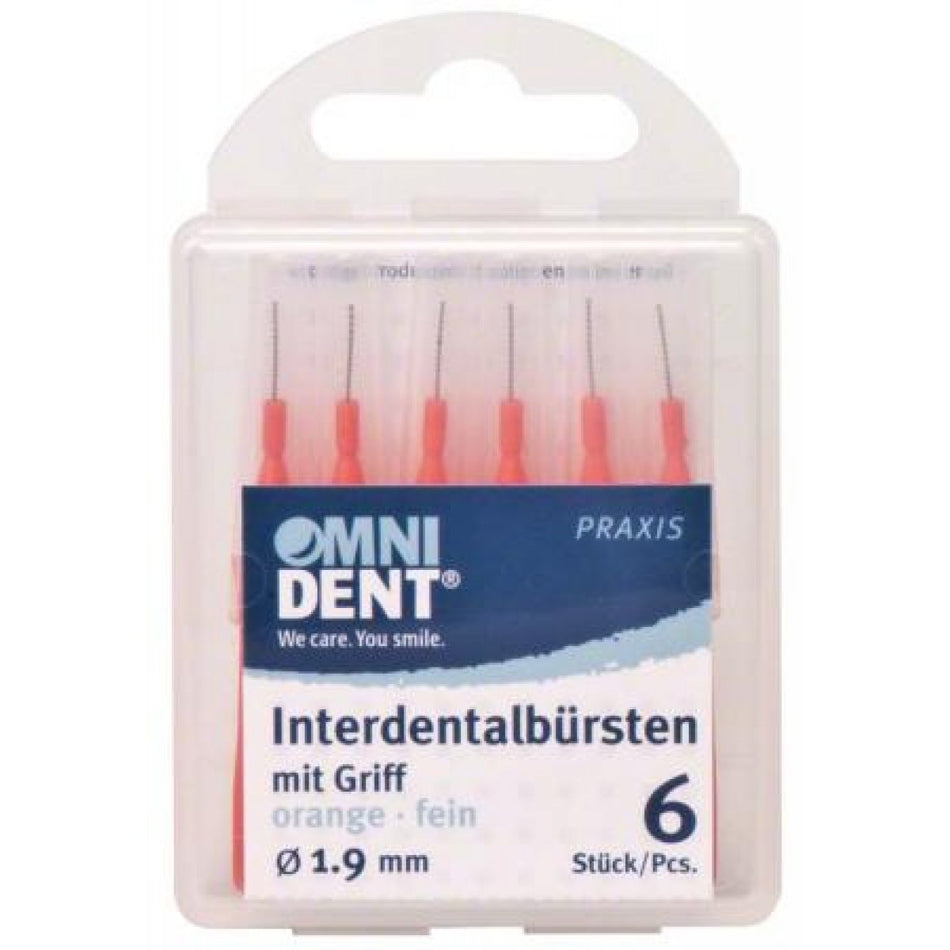 Interdental brushes with handle 6 pcs. orange, fine