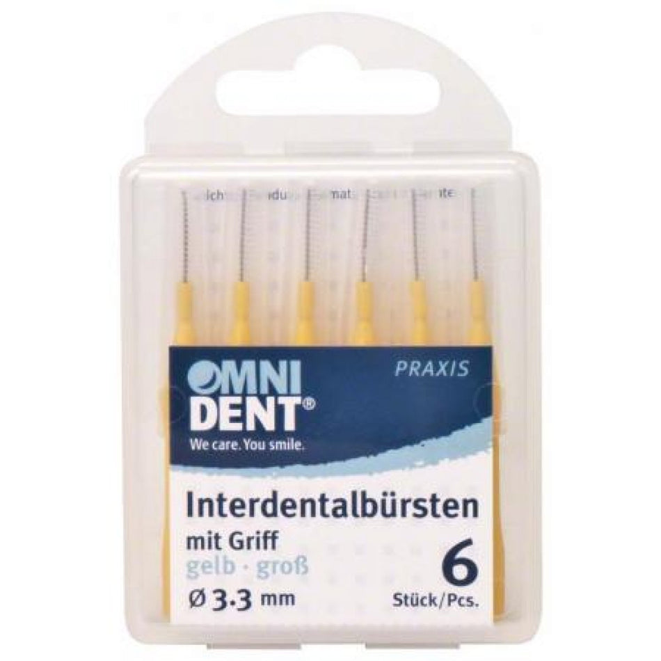 Interdental brushes with handle 6 pcs. yellow, large