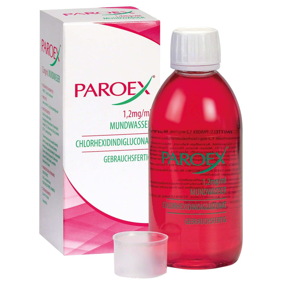 Paroex mouthwash, 1.2 mg chlorhexidine gluconate / ml, bottle of 300 ml