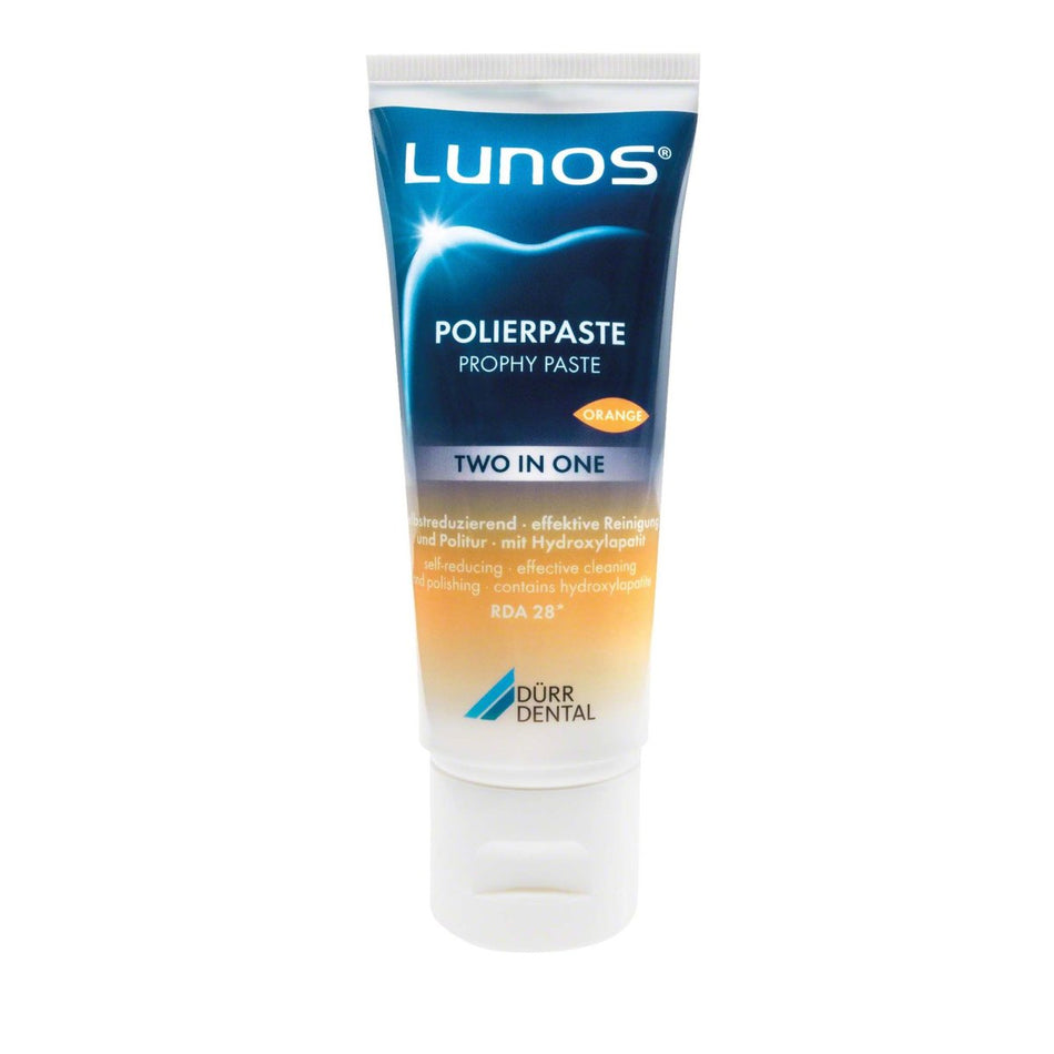 Lunos polishing paste, two in one, orange, tube of 100 g