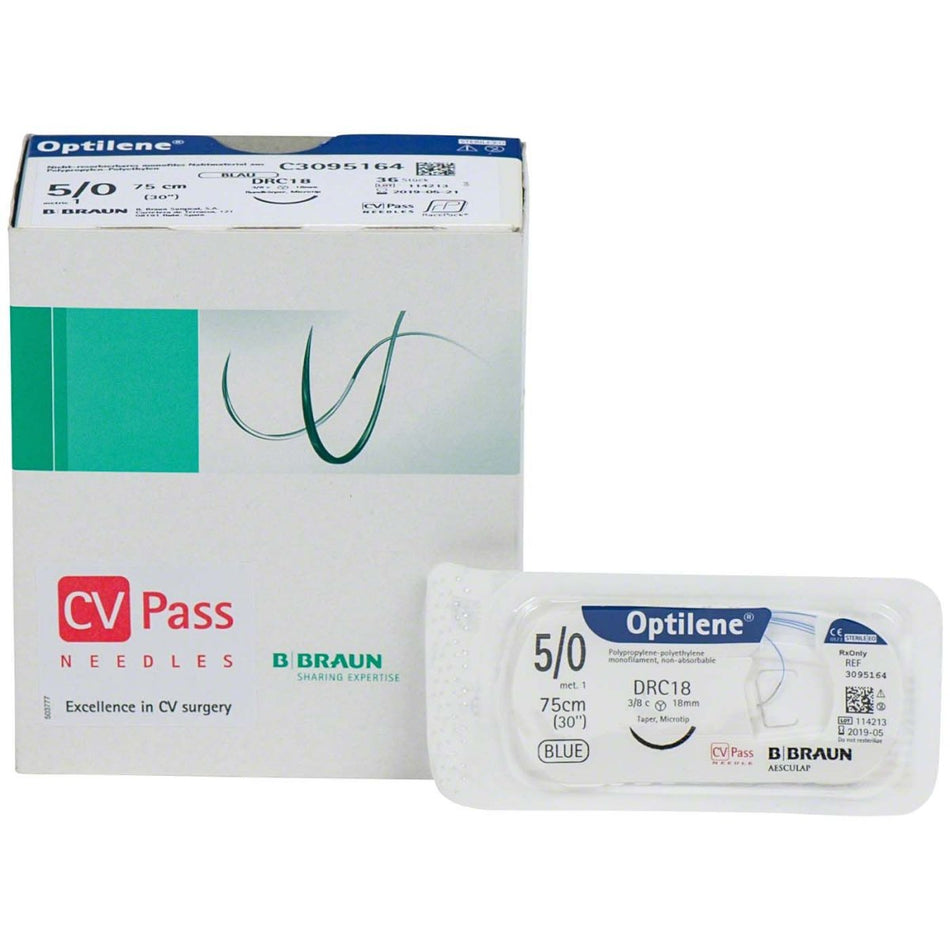 Optilene foils, suture material, USP 5/0, DS16, 45 cm, pack of 36