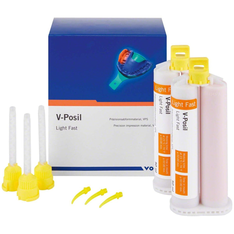 V-Posil Light Fast, precision impression material, 2 double cartridges of 50 ml each