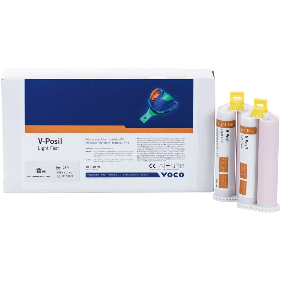 V-Posil Light Fast, VPS precision impression material, 10 double cartridges of 50 ml each