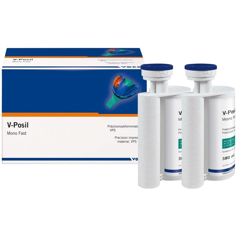 V-Posil Mono Fast, precision impression material, 2 double cartridges of 380 ml each