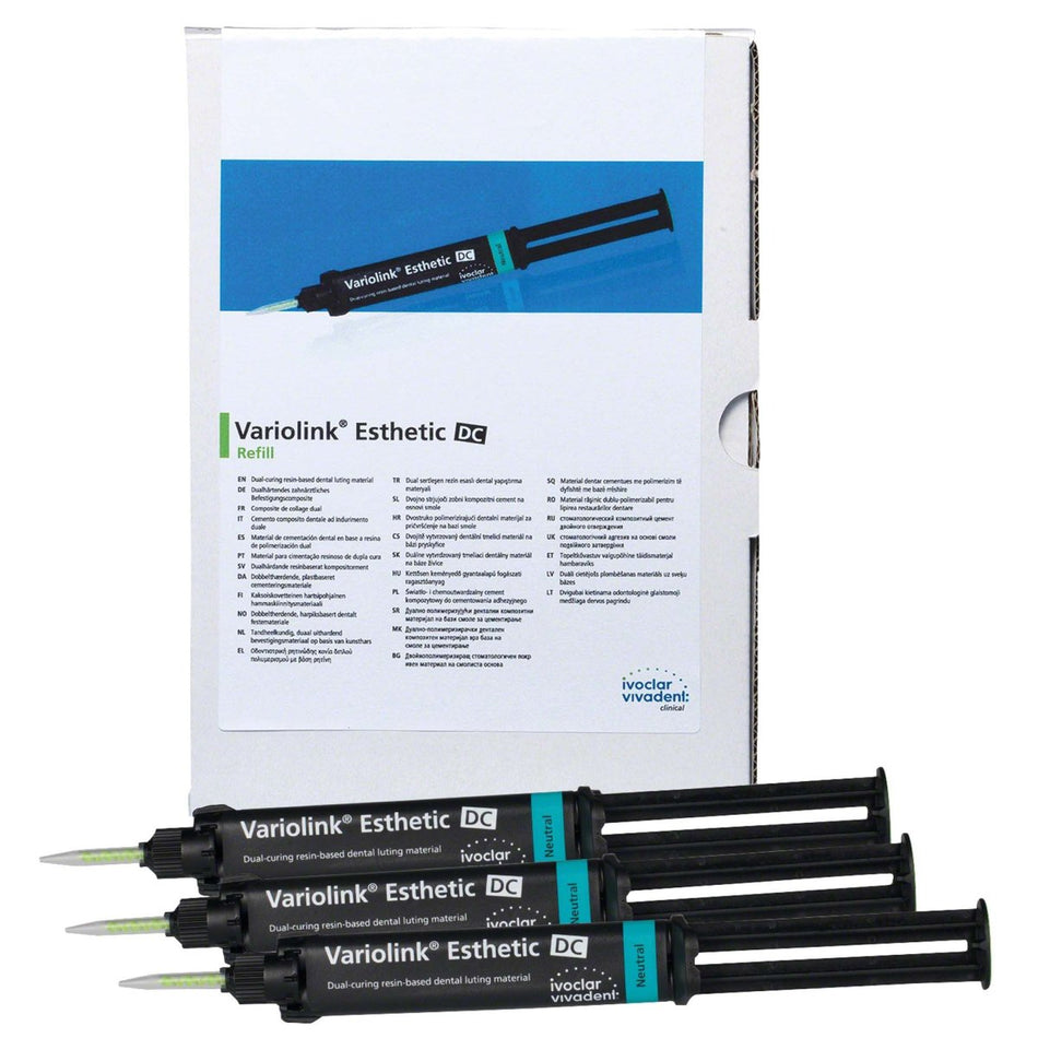 Variolink Esthetic DC, luting composite, neutral, 3 syringes of 9g each