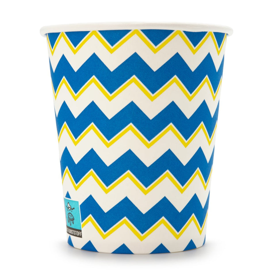 Mouthwash cup wellsacup hard paper zigzag (white-blue-yellow), 180 ml, 1,000 pieces