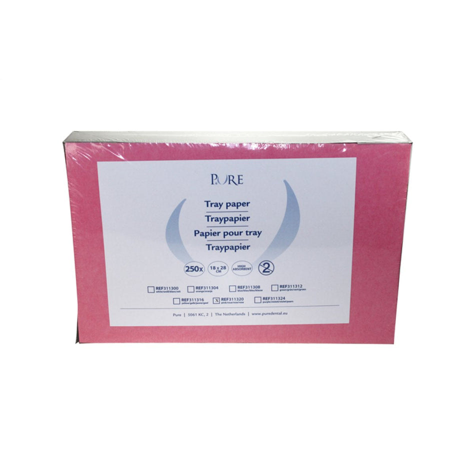 PURE tray paper for standard trays 18x28cm - pink - 1 x 250 pieces