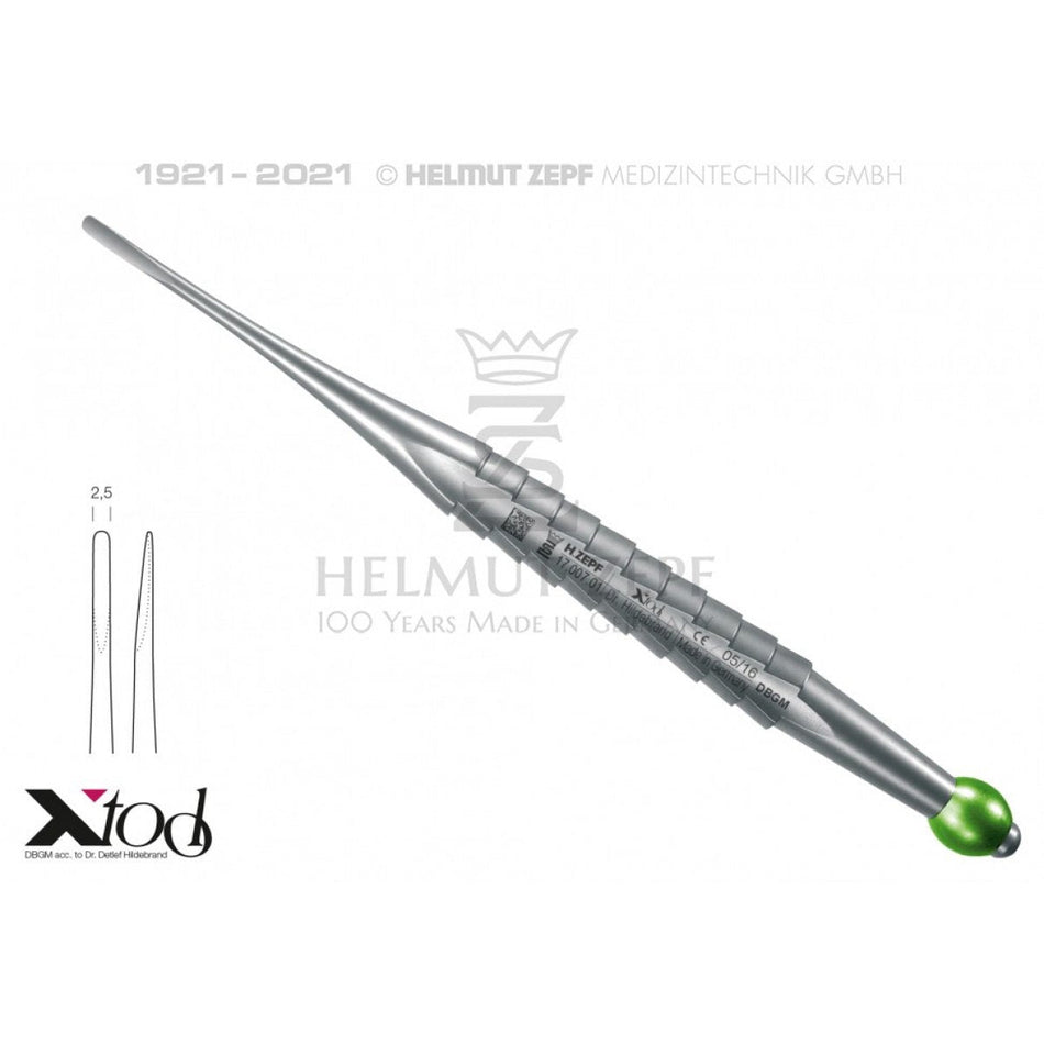 X-Luxa tool straight, working end 2.5 mm with green ball