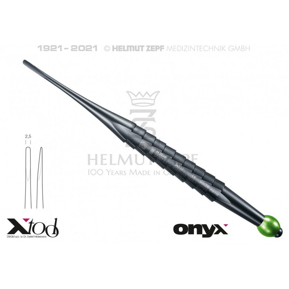 X-Luxa tool straight, working end 2.5 mm with green ball, onyx