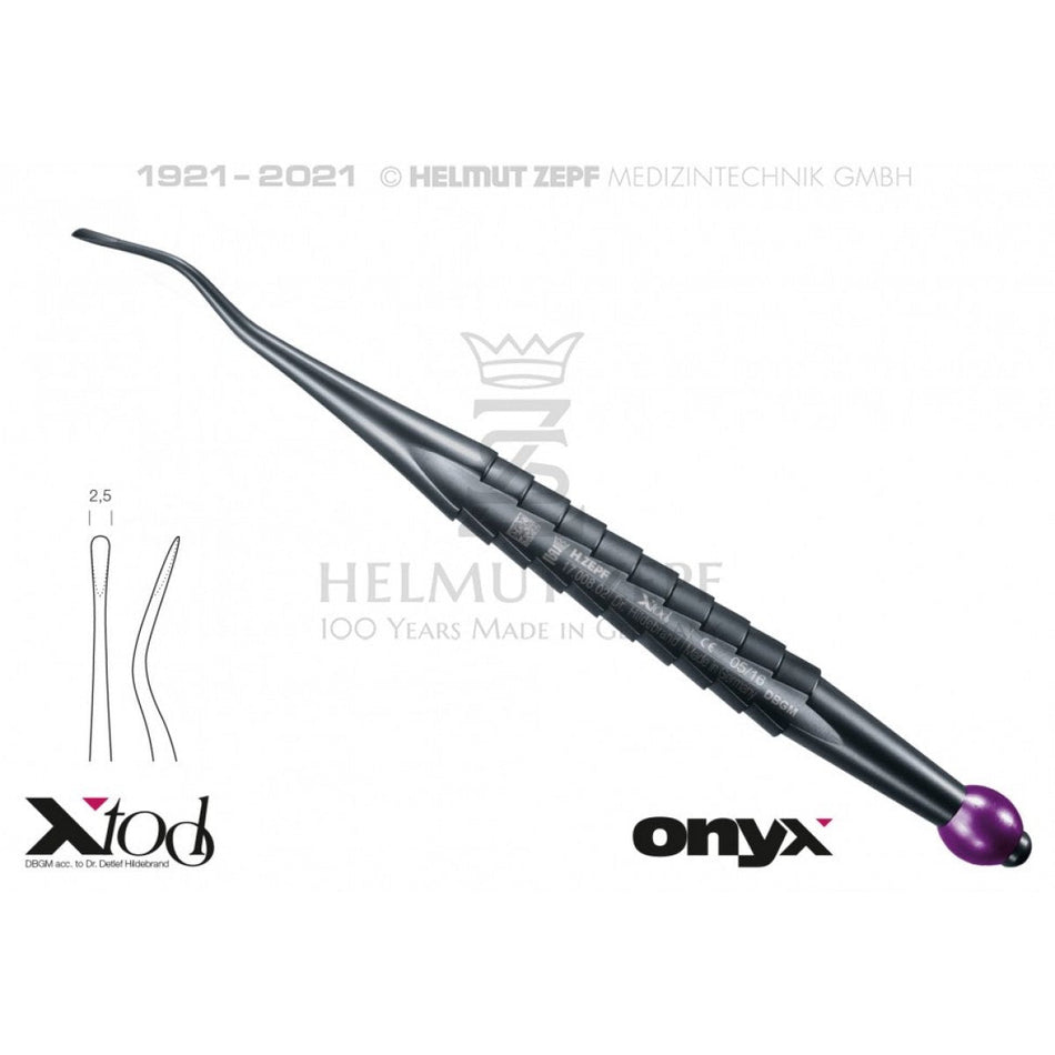 Approximal root elevator, mesial, Fig.77rs 2.5 mm, X-Tool handle, red color coding