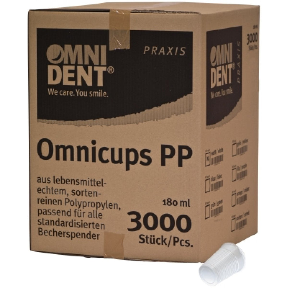 Omnicups PP, disposable mouthwash cups, white, pack of 3,000