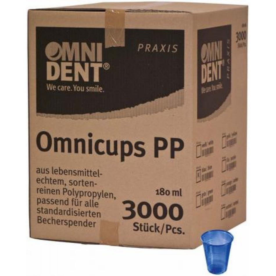 Omnicups PP, cups, transparent-dark blue, pack of 3,000