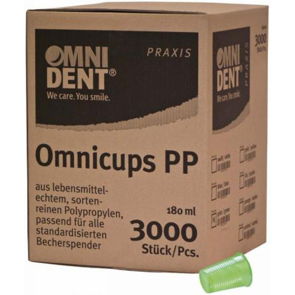 Omnicups PP, disposable mouthwash cups, green, pack of 3,000