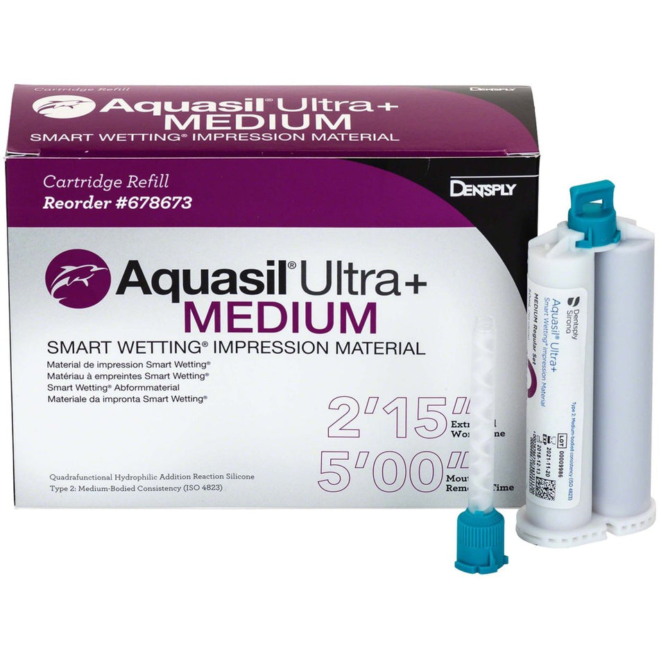 Aquasil Ultra+, A-Silicone impression material, Medium Regular Set, 4 cartridges of 50 ml each