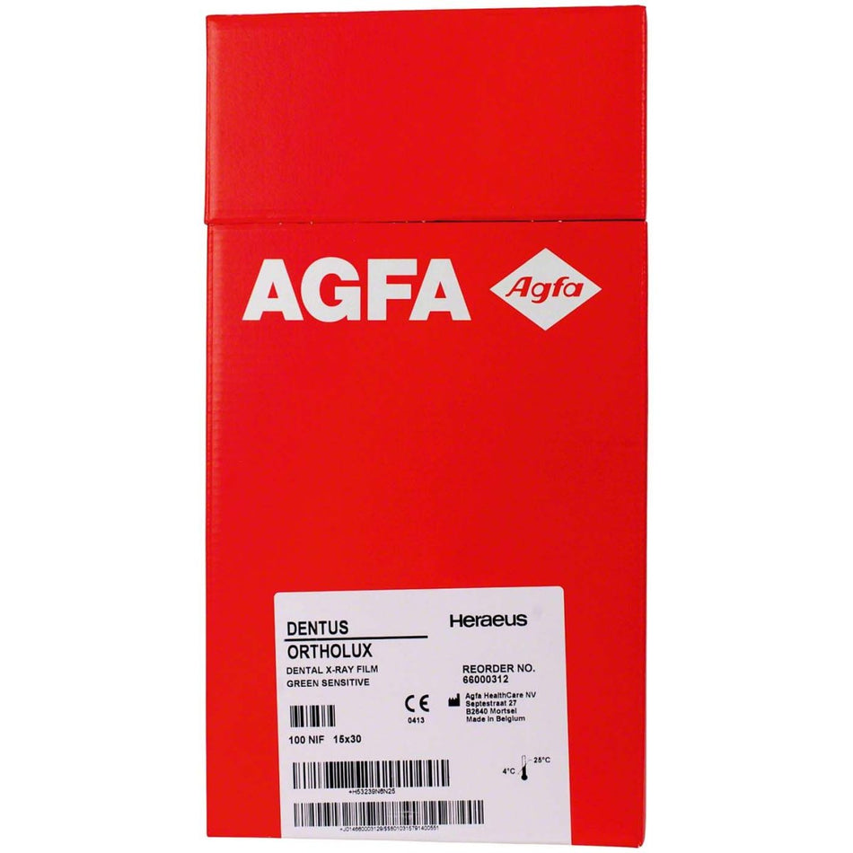 Agfa Dentus Ortholux, X-ray films, 15 x 30 cm, pack of 100