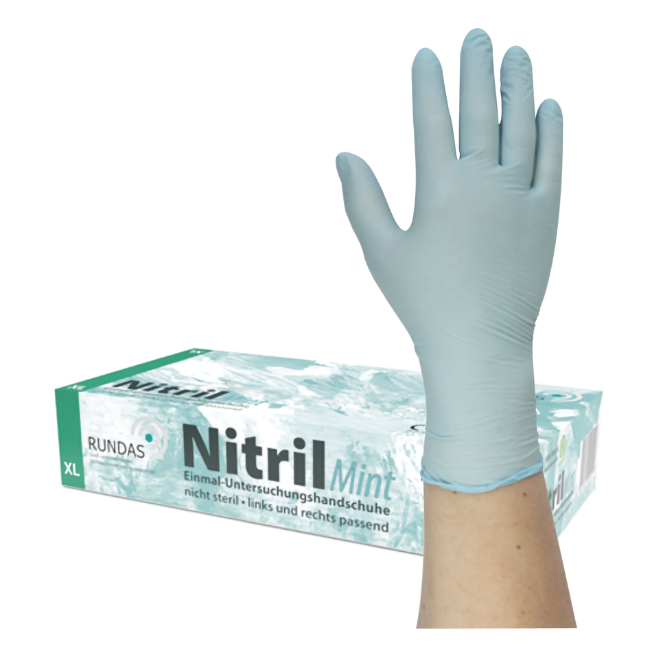 RUNDAS Nitrile Mint - Nitrile gloves mint, powder-free - S, 100 pieces