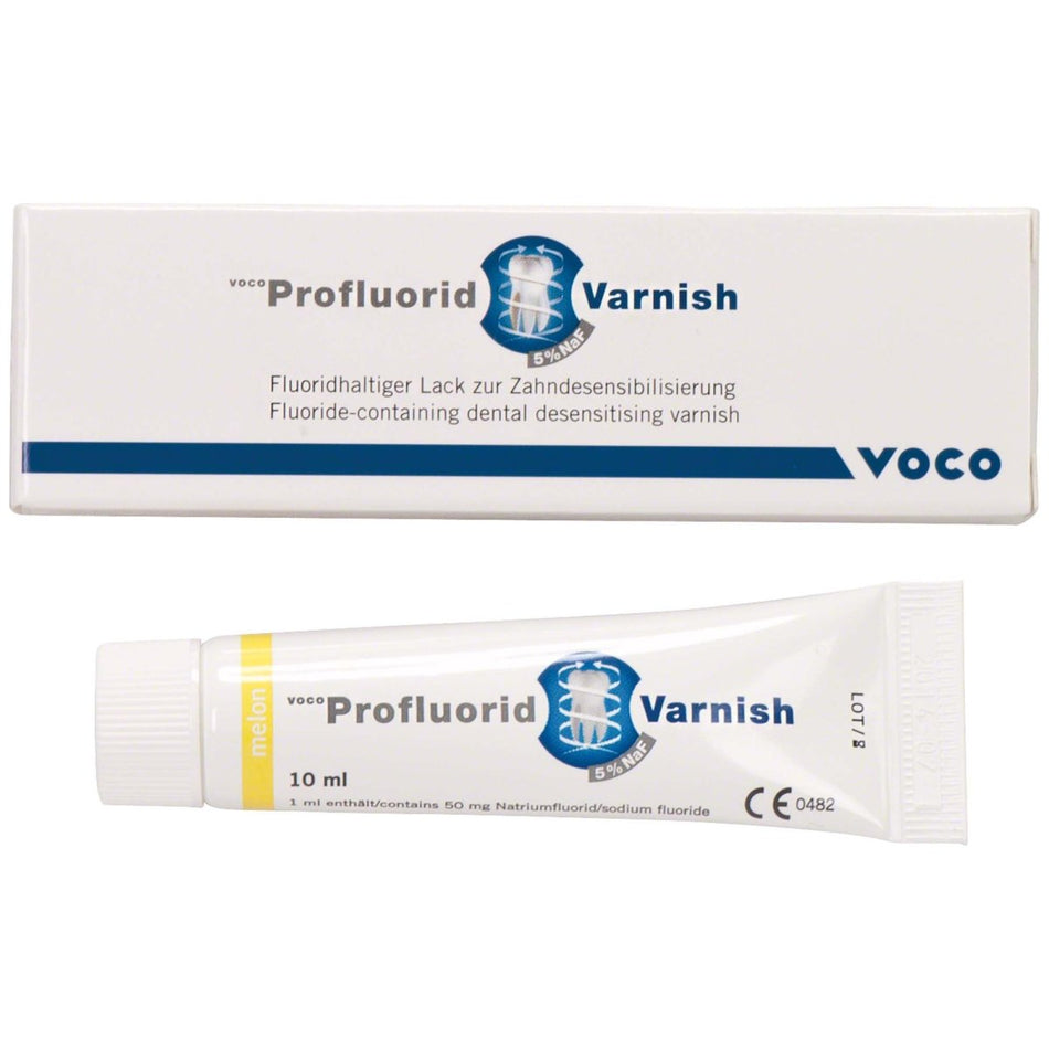 ProFluorid Varnish, varnish for tooth desensitization, contains fluoride, melon, tube of 10 ml