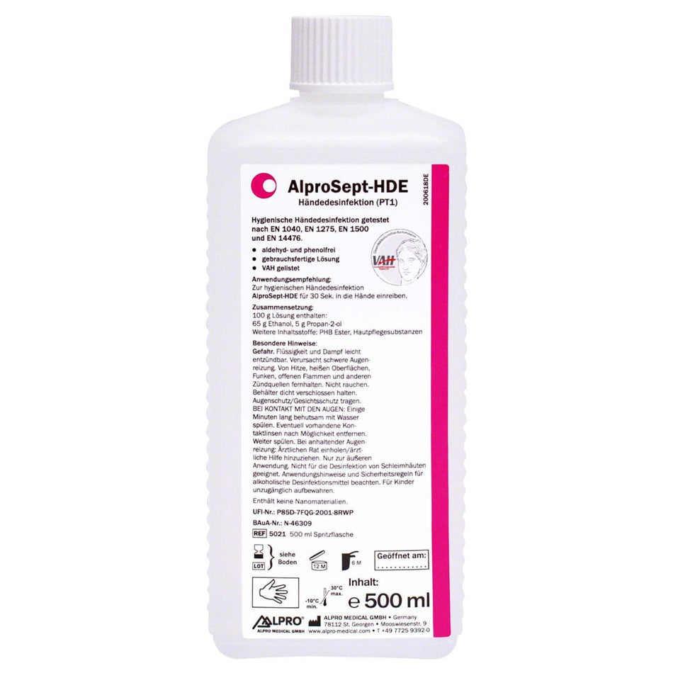 AlproSept HDE, hand disinfection, bottle of 500 ml