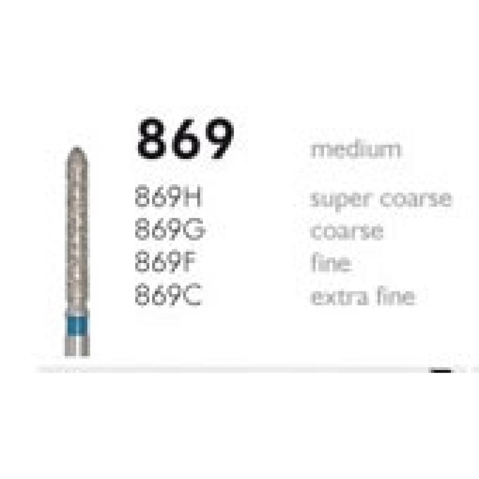 H+M diamond instruments, Fig. 869 | Diamonds 869C 012 X-fine grain FG, pack of 5