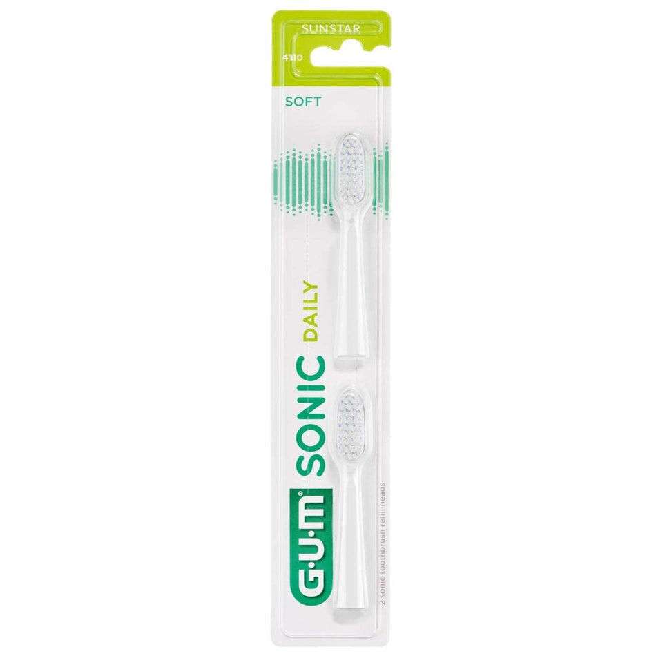 GUM Sonic Daily Replacement Brushes 2 Replacement Brushes White