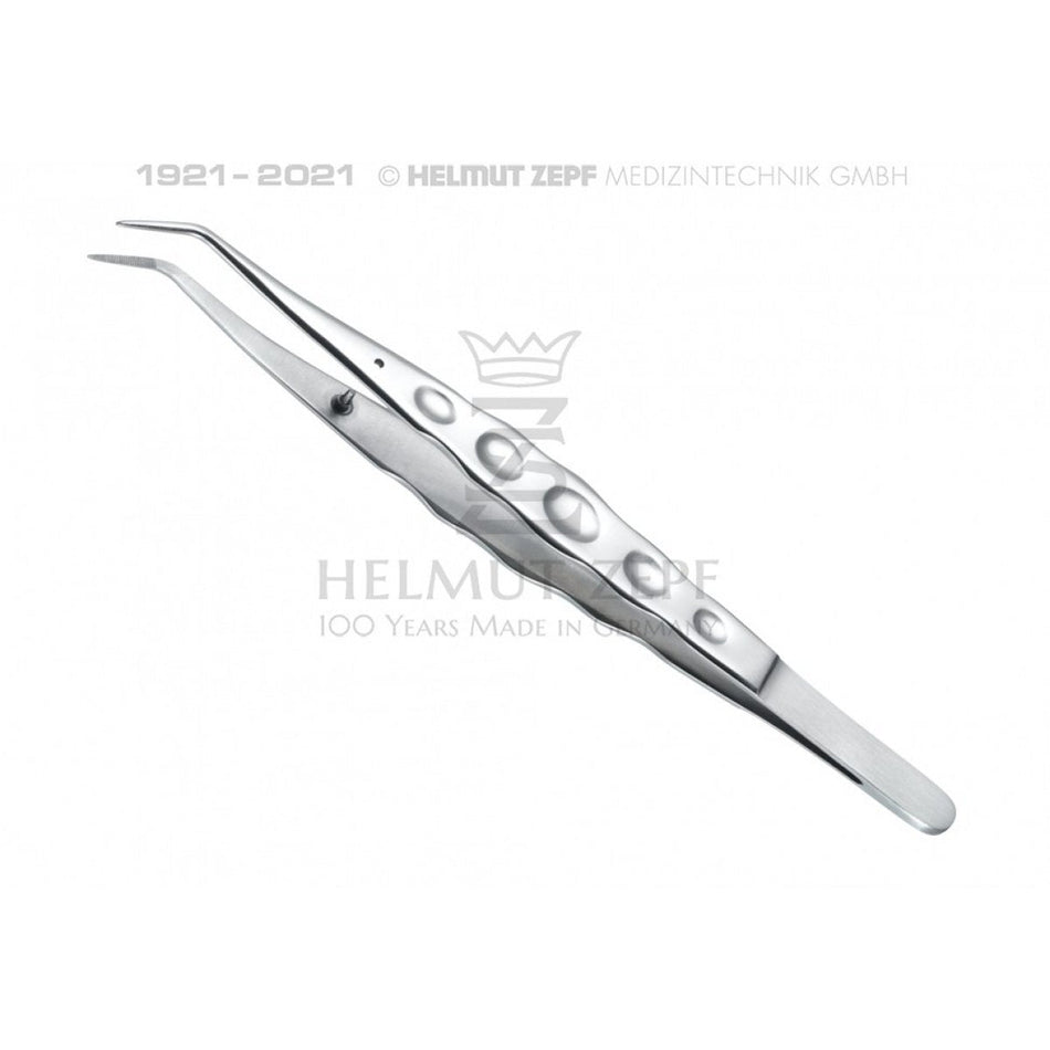 Dental tweezers with stop pin Ergonomic 15cm, serrated