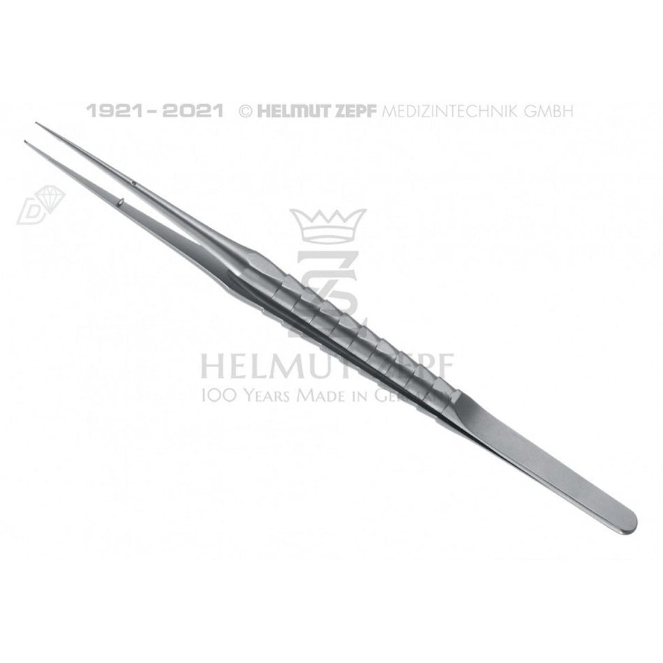 Micro-surgical forceps, 17.5cm, 1x2 teeth, ZEPF line straight, with guide pin