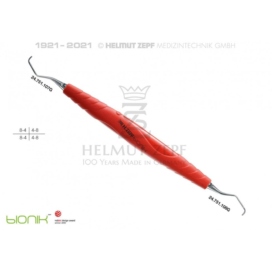 ZEPF Bionics, special curette, Gracey 7-8, light red-magenta