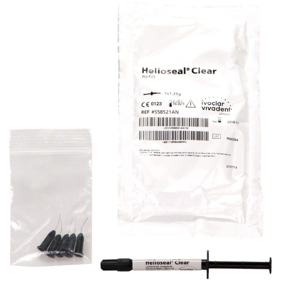 Helioseal Clear, fissure sealant, light-curing, transparent, set, syringe of 1.25 g