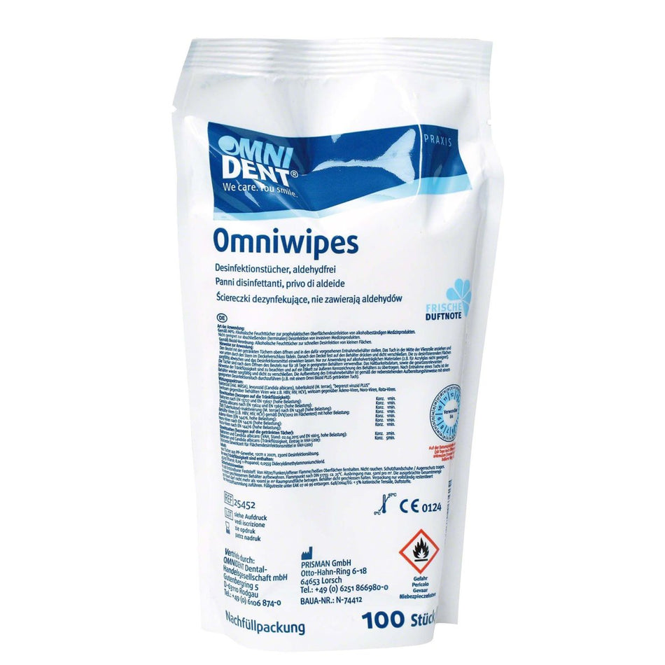 Omniwipes, wet wipes, alcoholic, 12 × 20 cm, pack of 100