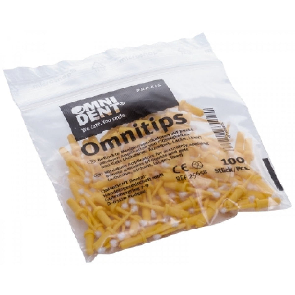 Omnitips disposable applicators, yellow, pack of 100