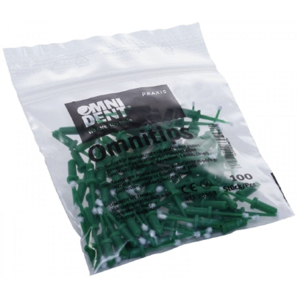 Omnitips pack of 100 disposable applicators green