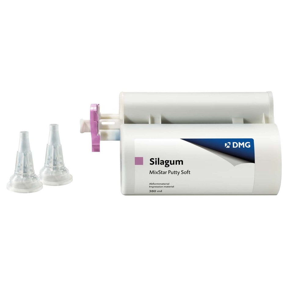 Silagum MixStar Putty Soft, pre-impression material, double cartridge of 380 ml