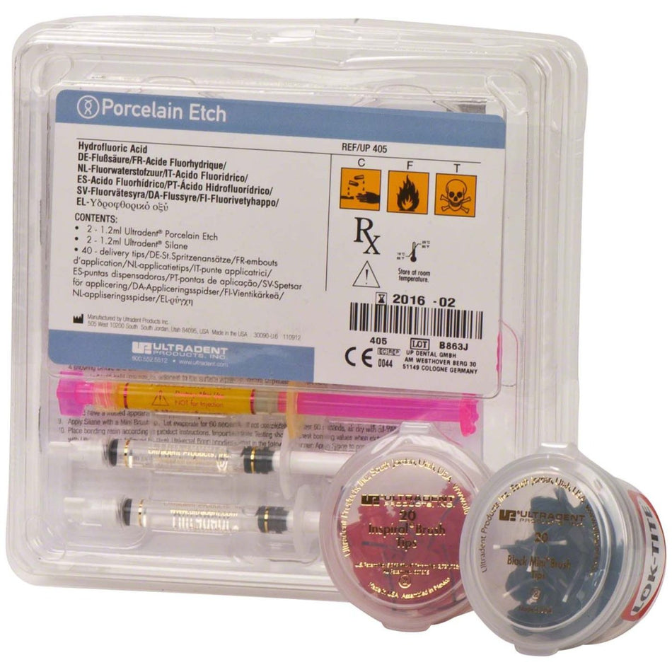 Porcelain Etch & Silane Kit, hydrofluoric acid gel, buffered, pack of 1 set