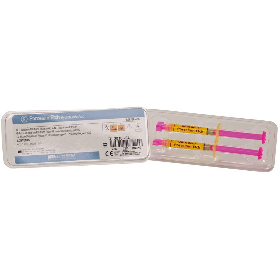 Porcelain Etch, hydrofluoric acid gel, 2 syringes of 1.2 ml each