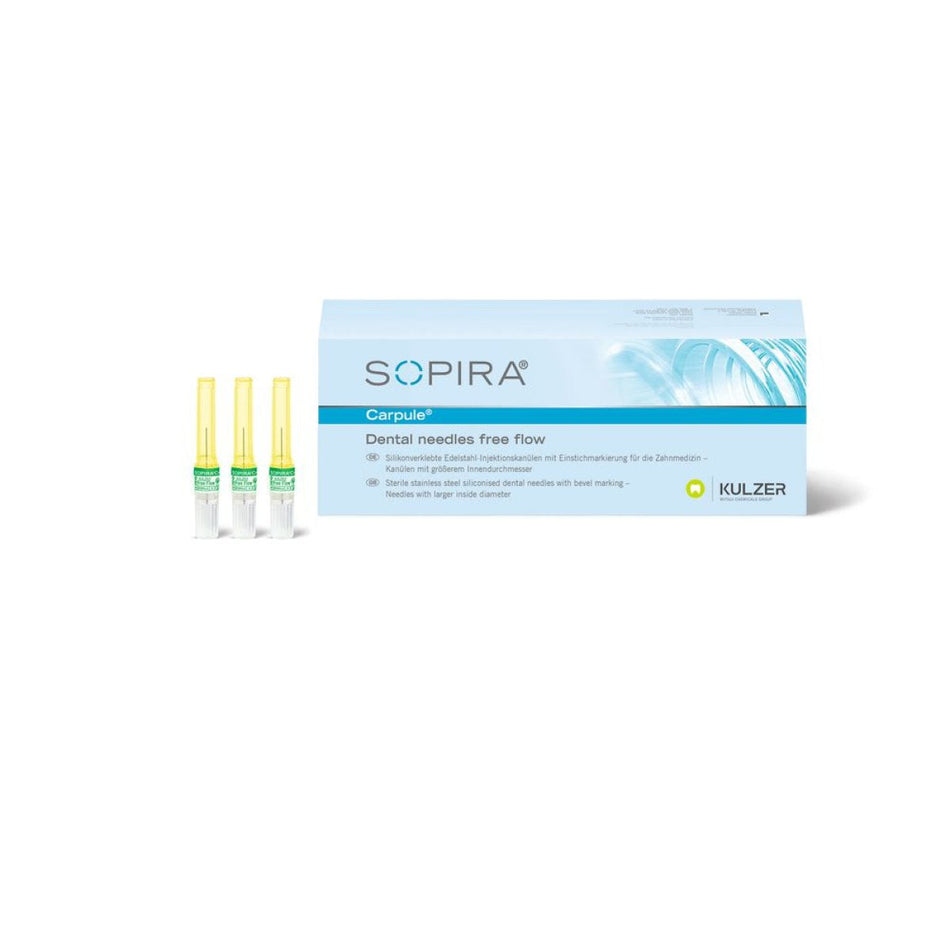 Sopira Free Flow disposable cannulas, green, G30, 0.3 × 12 mm, short bevel, pack of 100