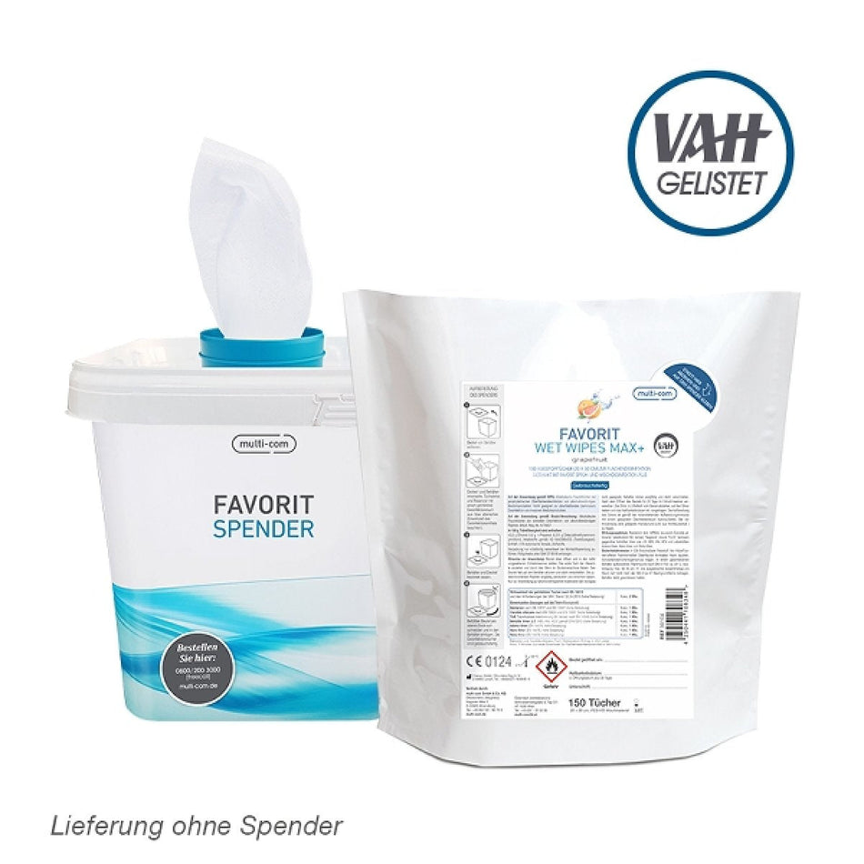 FAVORIT Wet Wipes Max+, grapefruit, 20 x 30 cm, 150 wipes