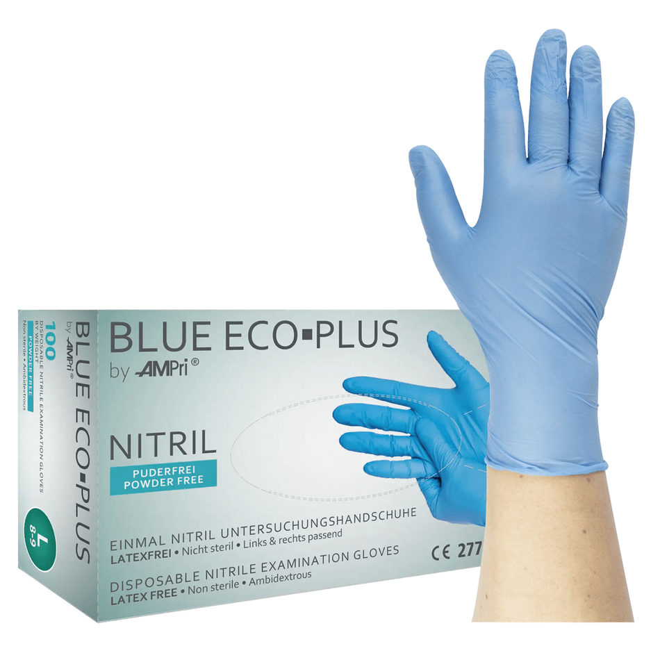 Blue ECO-PLUS - Nitrile gloves, powder-free - S, 100 pieces