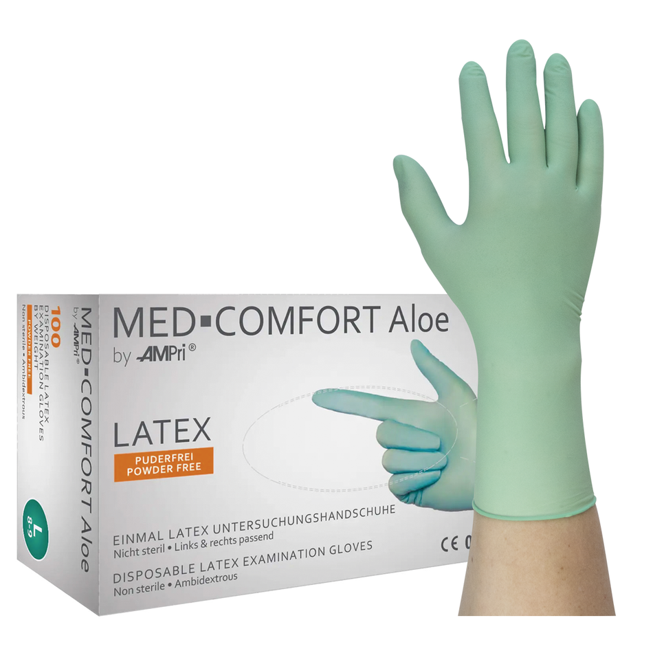 MED-COMFORT Aloe - latex gloves, powder-free - M, 100 pieces